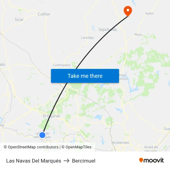 Las Navas Del Marqués to Bercimuel map