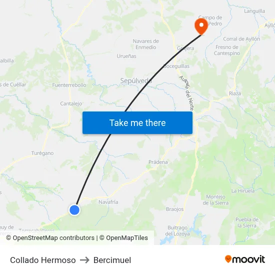 Collado Hermoso to Bercimuel map