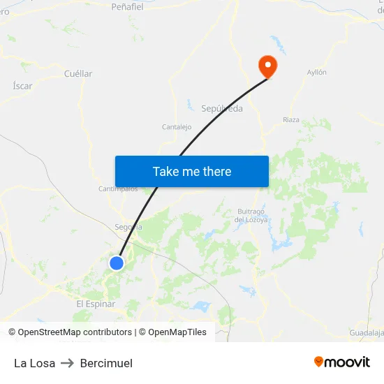 La Losa to Bercimuel map