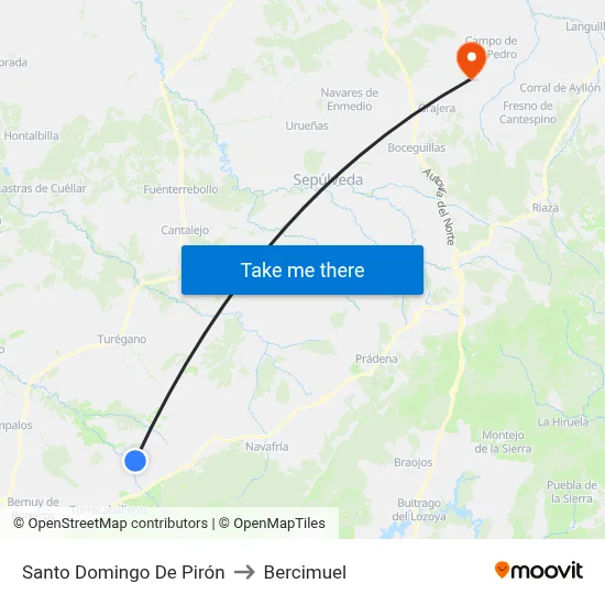 Santo Domingo De Pirón to Bercimuel map