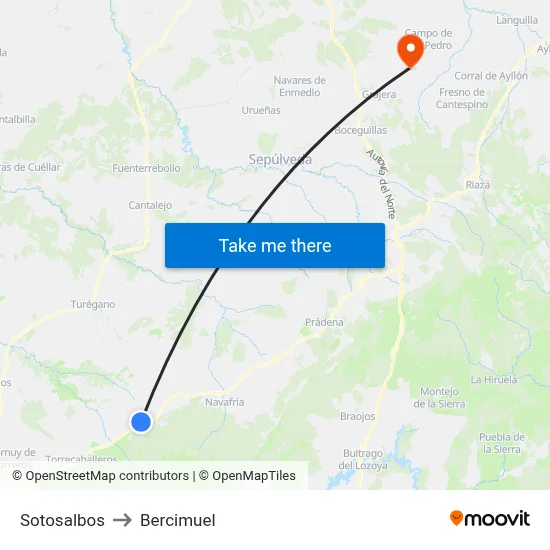 Sotosalbos to Bercimuel map