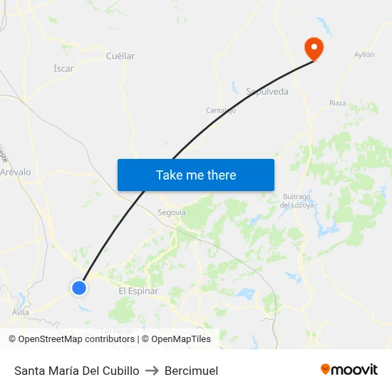 Santa María Del Cubillo to Bercimuel map