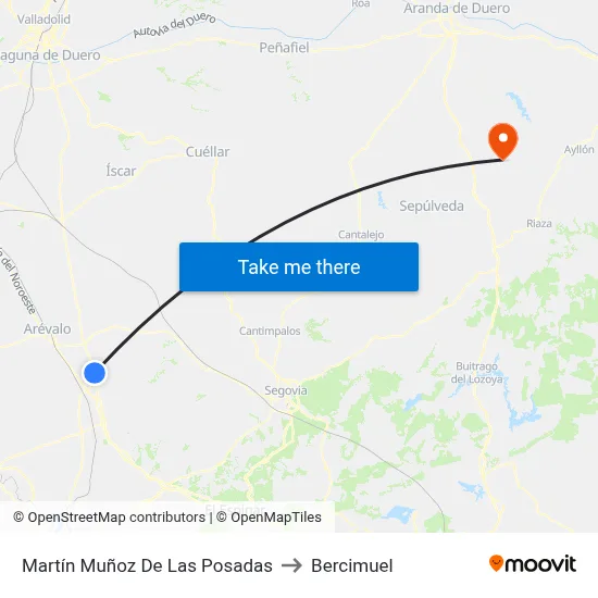 Martín Muñoz De Las Posadas to Bercimuel map