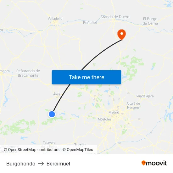 Burgohondo to Bercimuel map
