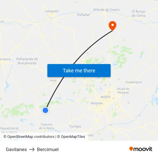 Gavilanes to Bercimuel map