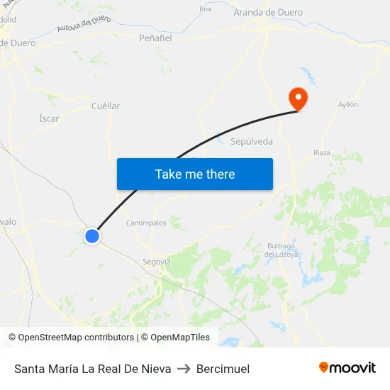 Santa María La Real De Nieva to Bercimuel map