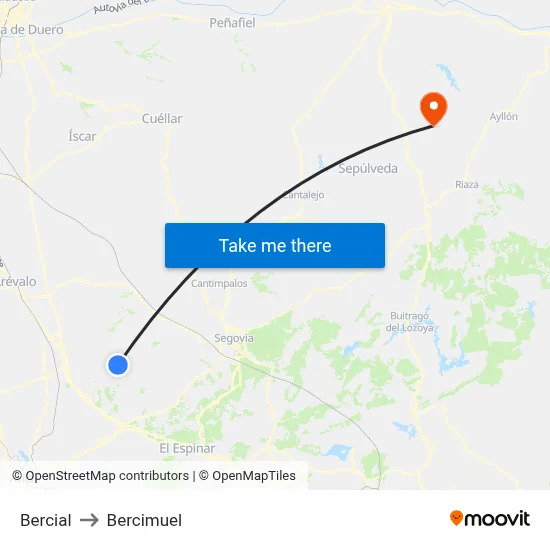 Bercial to Bercimuel map