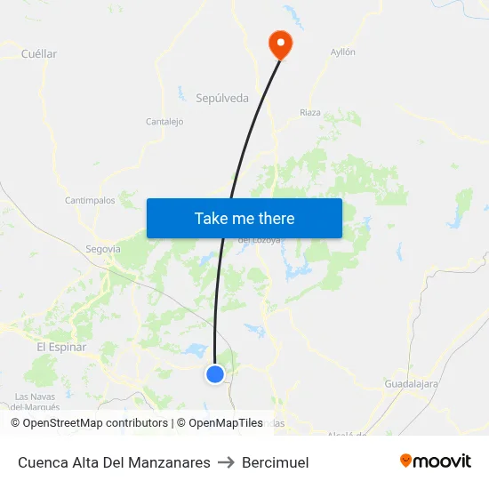Cuenca Alta Del Manzanares to Bercimuel map