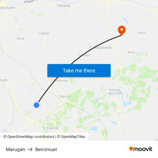 Marugán to Bercimuel map