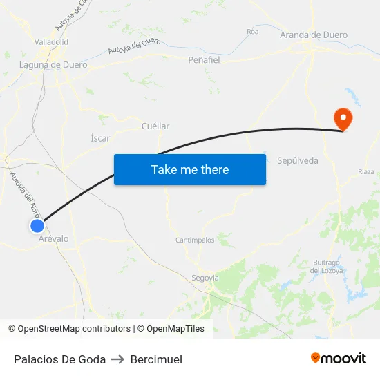 Palacios De Goda to Bercimuel map