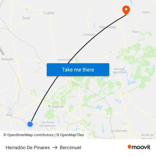 Herradón De Pinares to Bercimuel map