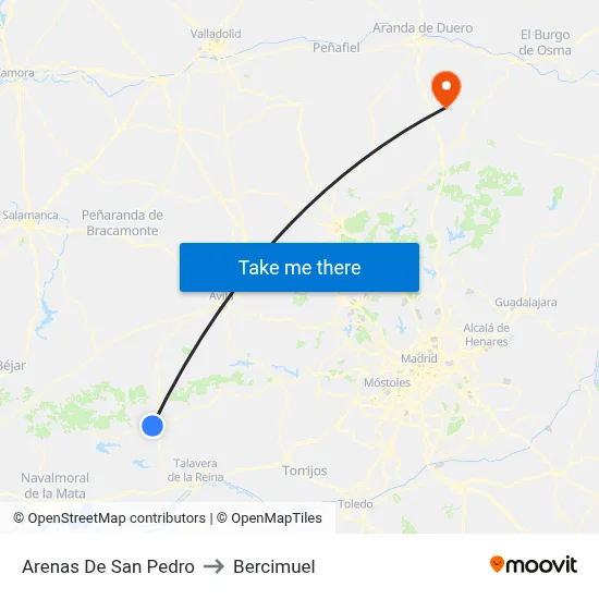 Arenas De San Pedro to Bercimuel map