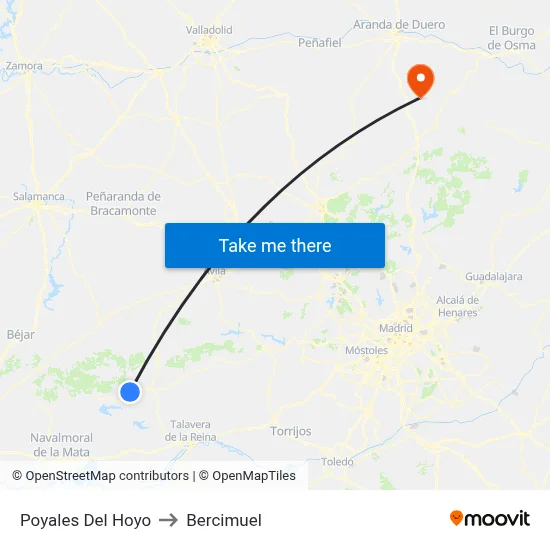 Poyales Del Hoyo to Bercimuel map