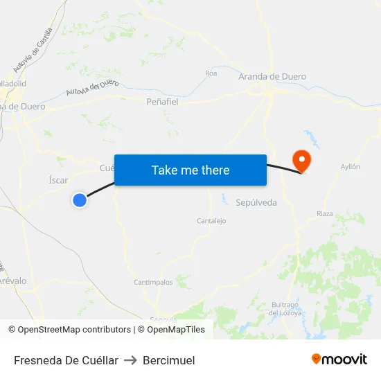 Fresneda De Cuéllar to Bercimuel map
