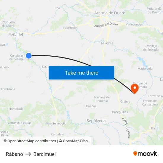 Rábano to Bercimuel map