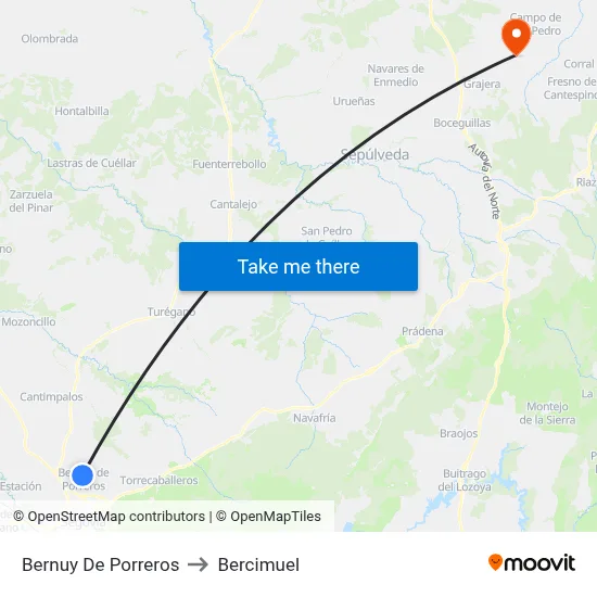 Bernuy De Porreros to Bercimuel map