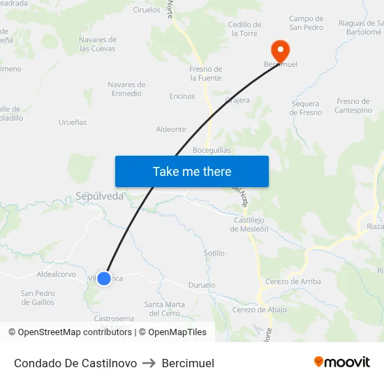 Condado De Castilnovo to Bercimuel map