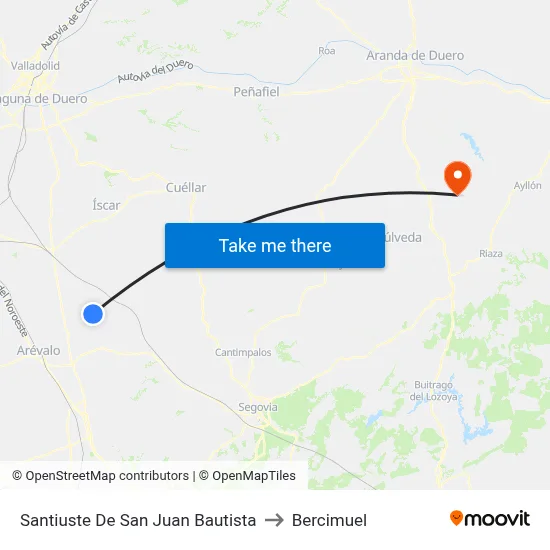Santiuste De San Juan Bautista to Bercimuel map