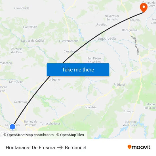 Hontanares De Eresma to Bercimuel map