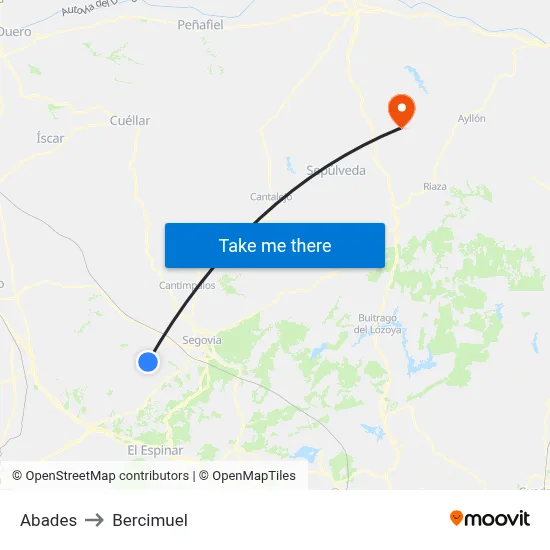 Abades to Bercimuel map