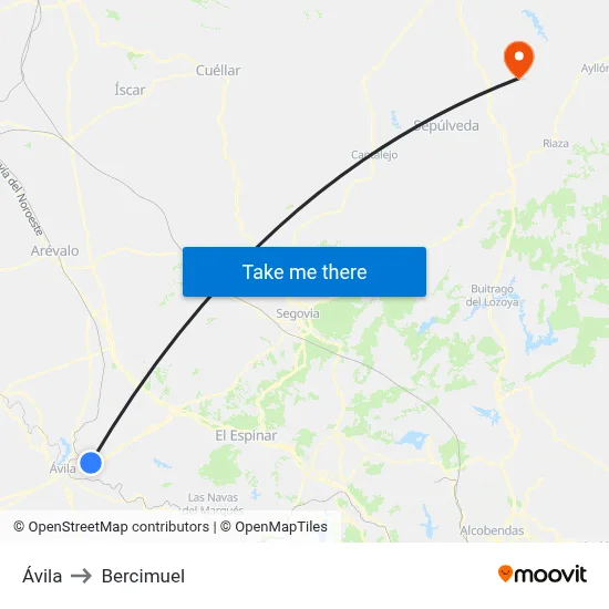 Ávila to Bercimuel map