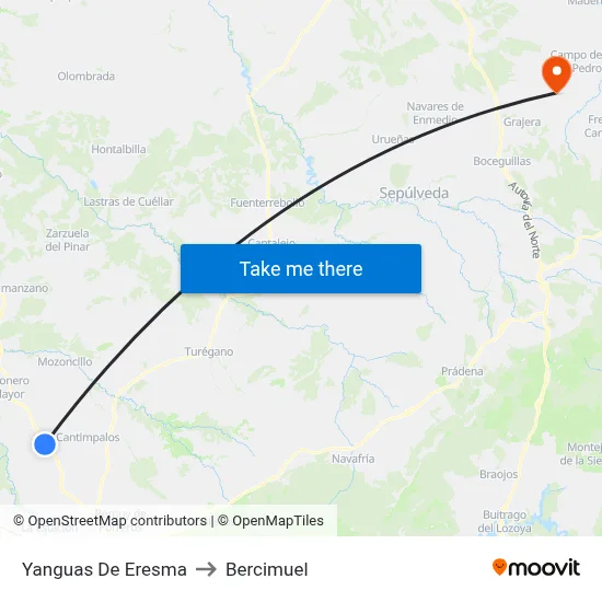 Yanguas De Eresma to Bercimuel map