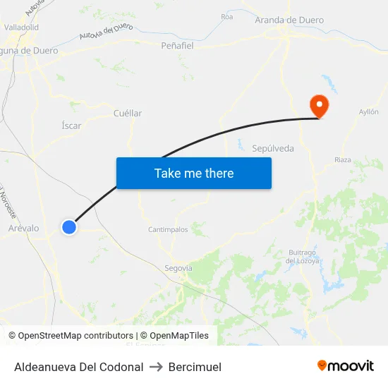 Aldeanueva Del Codonal to Bercimuel map