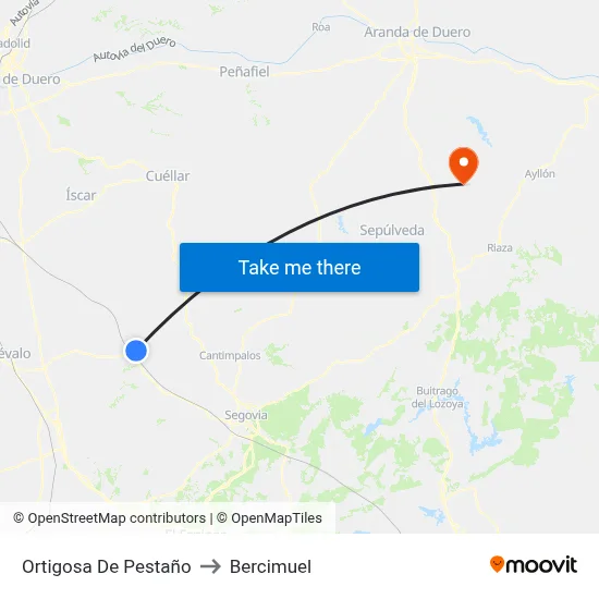 Ortigosa De Pestaño to Bercimuel map