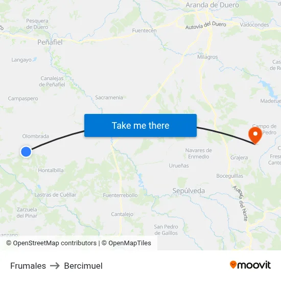 Frumales to Bercimuel map