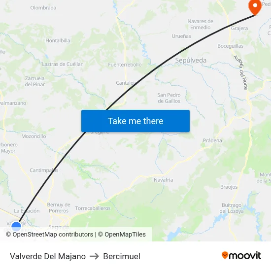 Valverde Del Majano to Bercimuel map