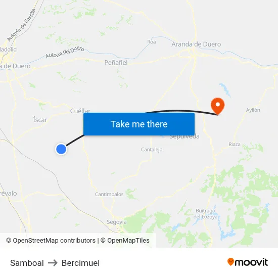 Samboal to Bercimuel map