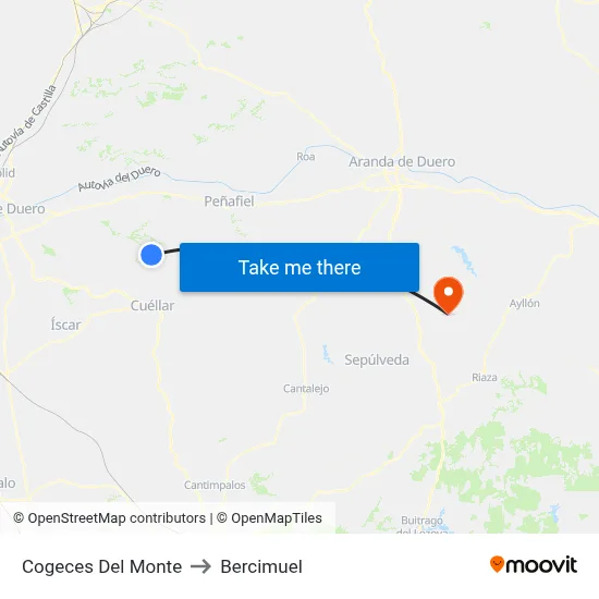 Cogeces Del Monte to Bercimuel map