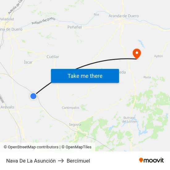 Nava De La Asunción to Bercimuel map