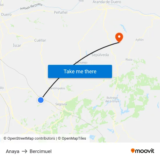 Anaya to Bercimuel map