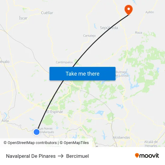 Navalperal De Pinares to Bercimuel map