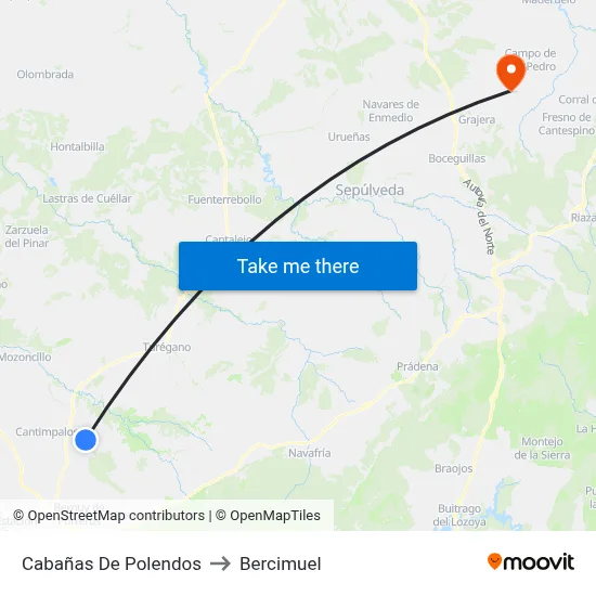 Cabañas De Polendos to Bercimuel map