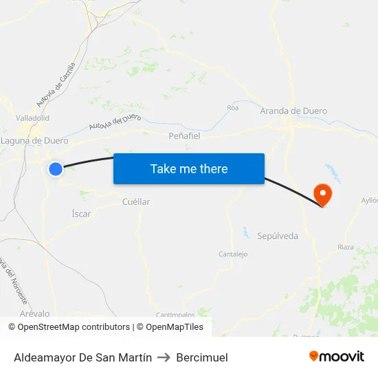 Aldeamayor De San Martín to Bercimuel map