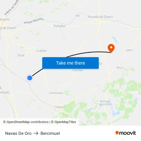 Navas De Oro to Bercimuel map