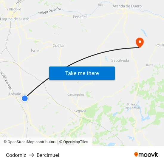 Codorniz to Bercimuel map