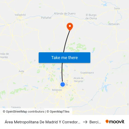 Área Metropolitana De Madrid Y Corredor Del Henares to Bercimuel map
