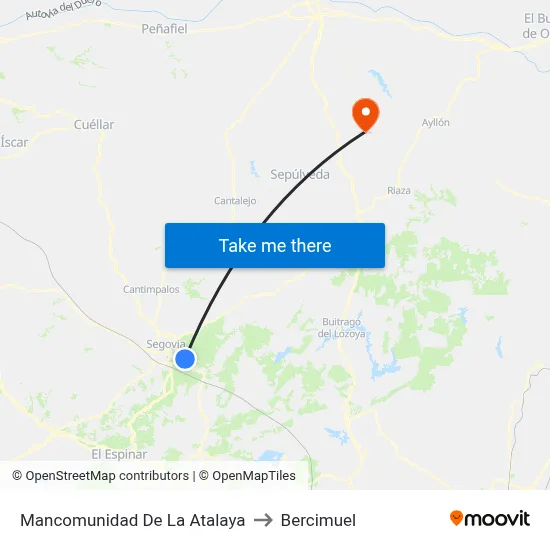 Mancomunidad De La Atalaya to Bercimuel map