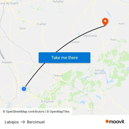 Labajos to Bercimuel map