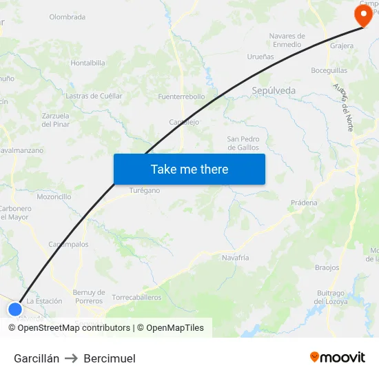 Garcillán to Bercimuel map