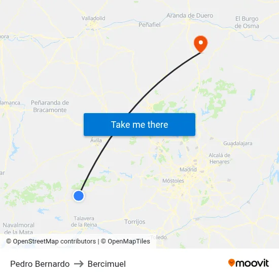 Pedro Bernardo to Bercimuel map