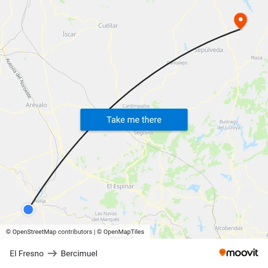 El Fresno to Bercimuel map