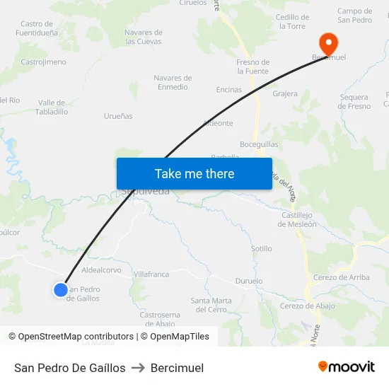 San Pedro De Gaíllos to Bercimuel map