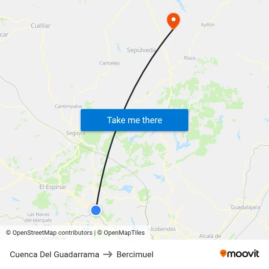Cuenca Del Guadarrama to Bercimuel map