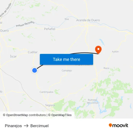 Pinarejos to Bercimuel map