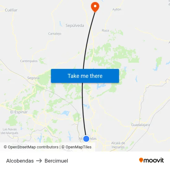 Alcobendas to Bercimuel map