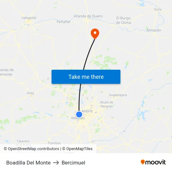Boadilla Del Monte to Bercimuel map